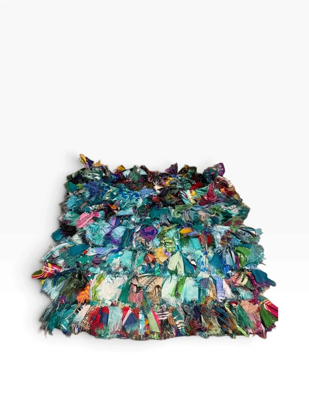 Set of 2 KARMA LIVING Shaggy Peacock Pillow Covers Boho 18” Square